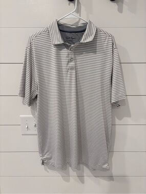 Walter Hagen White Polo with Thin Black Stripes